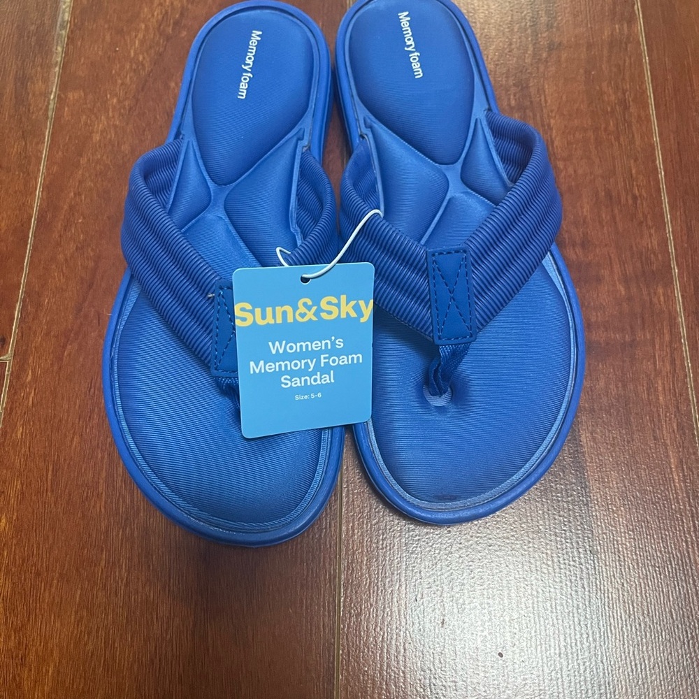 Women's Blue Memory Foam Sandals
